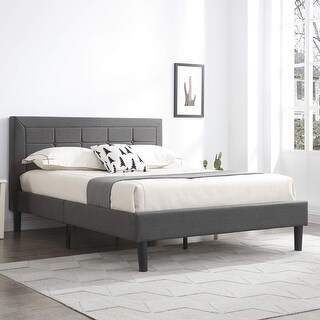 Mornington Upholstered Platform Bed | Headboard and Wood Frame with ...